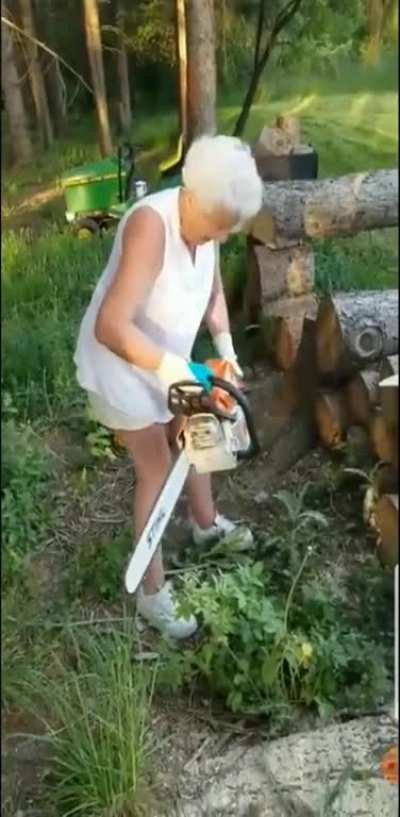 Which one of you gave grandma a chainsaw?