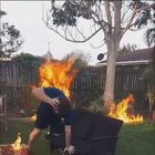 Lighting up the grill like a boss