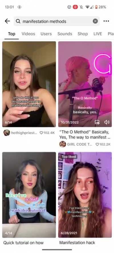 There are literally thousands of these delusional people creating manifestion videos on tiktok claiming they "summon your crush" or "make you rich"
