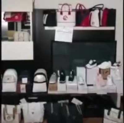 WCGW Woman selling knock-off clothing on Facebook caught by police while streaming sales video.