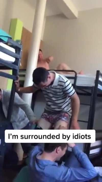 With jumping into a pair of pants