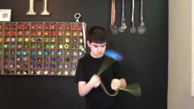 Yoyo champion Hunter Feuerstein demonstrates his "DNA" trick