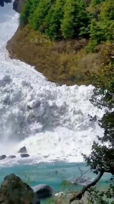 When an avalanche meets a river.