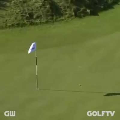 Michael Phelps with the longest televised putt ever, 160 feet. Yes, Michael Phelps