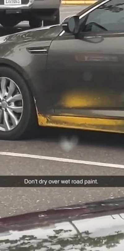 Don't drive over freshly painted road striping
