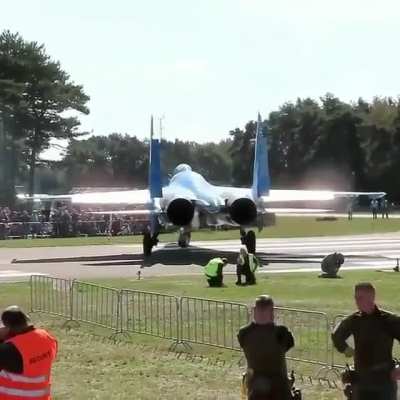 The jet blast from a Su-27