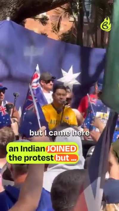 Indian immigrant in Australia at anti-immigration rally learns in real-time that he is not, in fact, "one of the good ones"