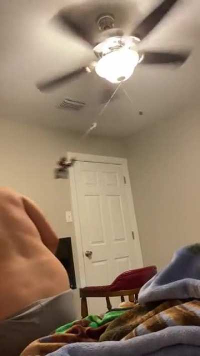 My brothers thought swinging the lego while the fan is on was a good idea.