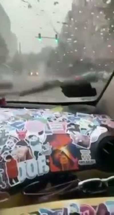 ...trying to cross a flooded intersection (obnoxious audio warning)
