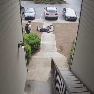 Let's ride our bike down these stairs