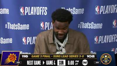 [Highlight] Ayton reacts to Jokic's 30-20-10 night: "That's insane. Yep, he the MVP"