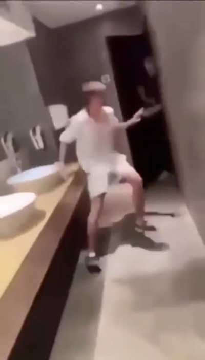 Dancing around in the bathroom…