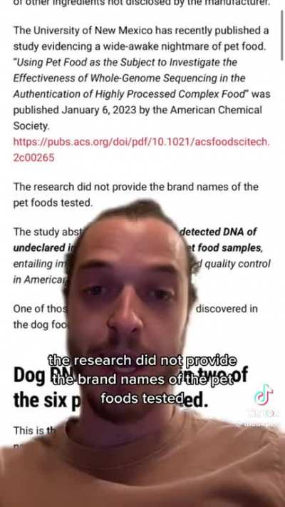 Dog DNA in dog food.