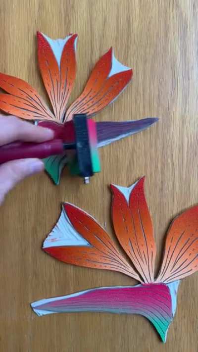 Inking & Printing of "Bird of Paradise" Hand-Carved Block Print by Lili Arnold Studios