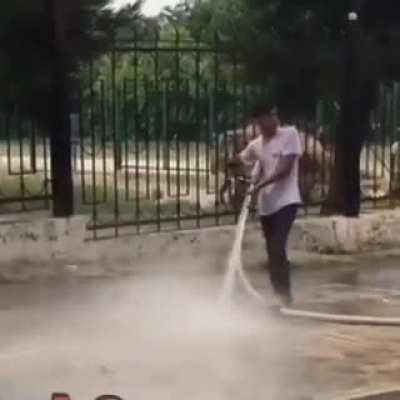 High pressure washing or something I don’t know