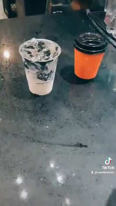 This activated Charcoal/Espresso pour for Iced Lattè