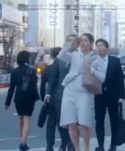 Walking down the sidewalk