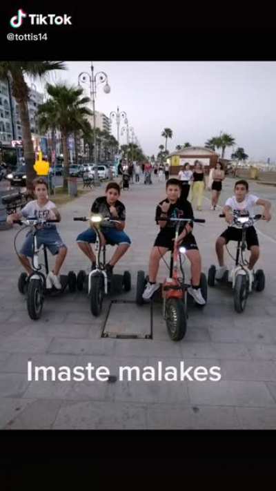 Translates to "we are wankers" from Greek
