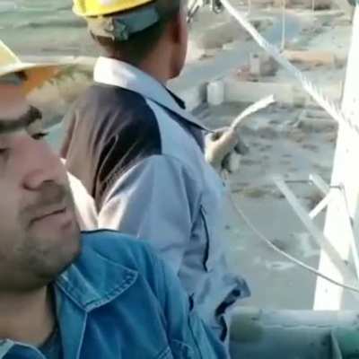 Man lighting cigarette with electricity