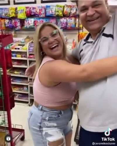 The corner store shopkeeper is the man.