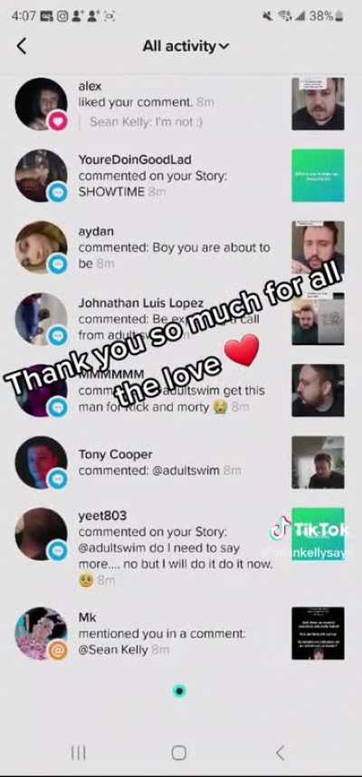 SeanKellySays (formerly MortySays) current post showing the outpouring of support for him to replace Justin Roiland on Ricky and Morty