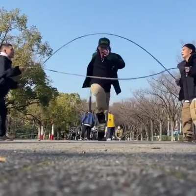 Japanese jump rope star with fast feet.