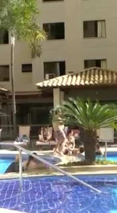 my dad dancing in a hotel pool ?