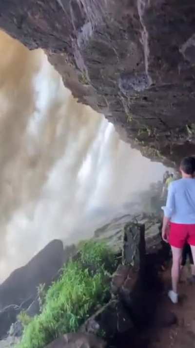 Behind a waterfall