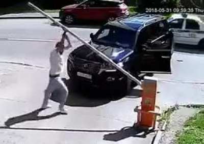 Smart enough to know that leverage was his friend, dumb enough to do it in plain sight of a camera and the police.
