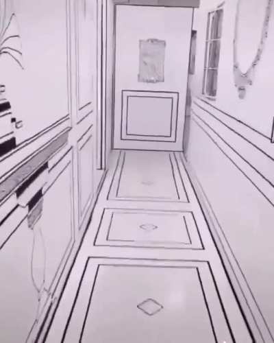 A cafe made to look like a sketch!