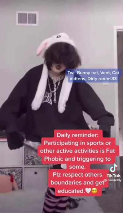 "Working out and playing sports are fat phobic!!!!!" These are the mfs I cannot stand.