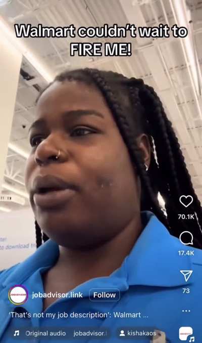 Thinking your too good to do specific jobs at Walmart while work at….Walmart