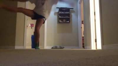 Boy goes too close to his sister dancing and gets kicked in the head