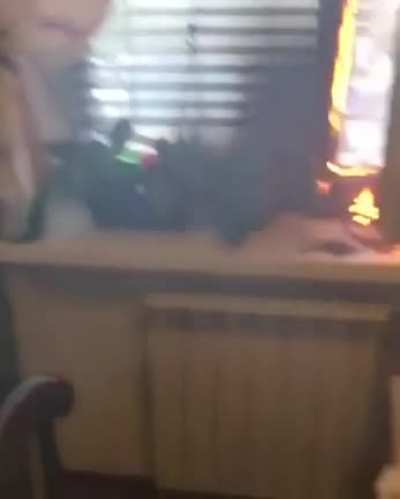 Woman shoots flare out of window
