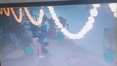 Trying to destroy flowers in municipality office