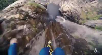 5 second GIF of the Cliff Jumping Record.