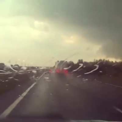 Truck hit by lightning on highway
