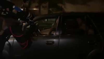 Group of white guys try to gang up on one black guy and open his car door. They instantly regret their actions