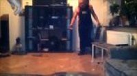 Angry man vs fireplace