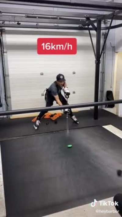 This pro hockey player in training