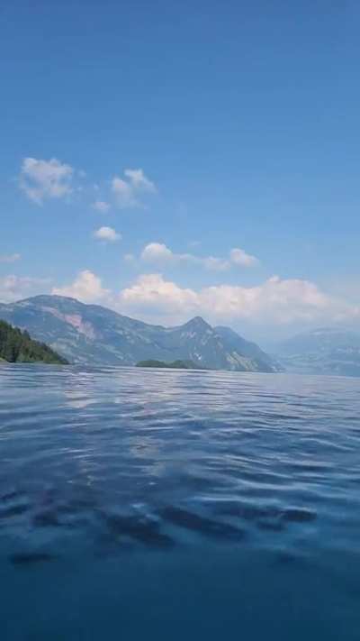 Saw this on the internet a decade ago and made it a mission to come, infinity pool overlooking Switzerland