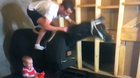 Professional jockey stays in shape during Covid19 while spending time with young son
