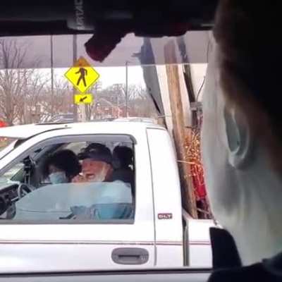 On the road with a Michael Myers mask