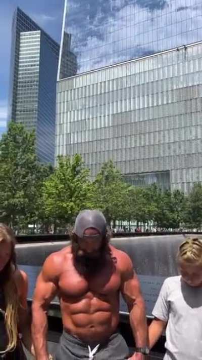 “What a solemn place…so glad I didn’t wear a shirt. C’mon y’all, the algorithm is gonna love this!”