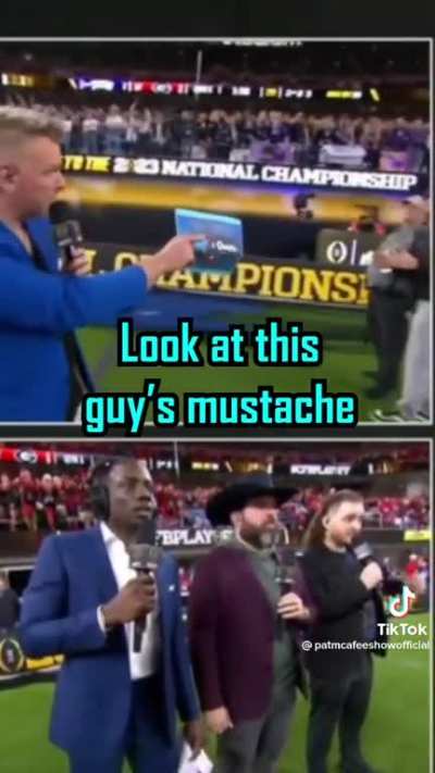 Admiring a mustache