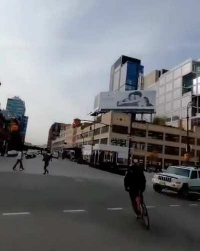 Cyclist runs a red light