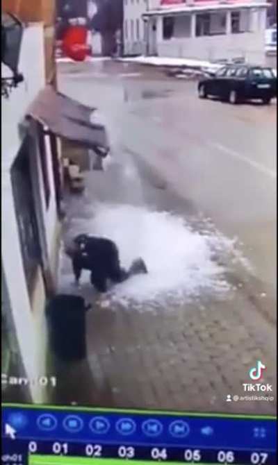Casually wallking down the street