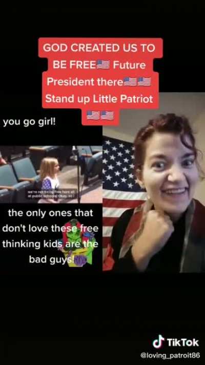 Qanon Karen spazzing out while listening to a lItTlE pAtRiOt