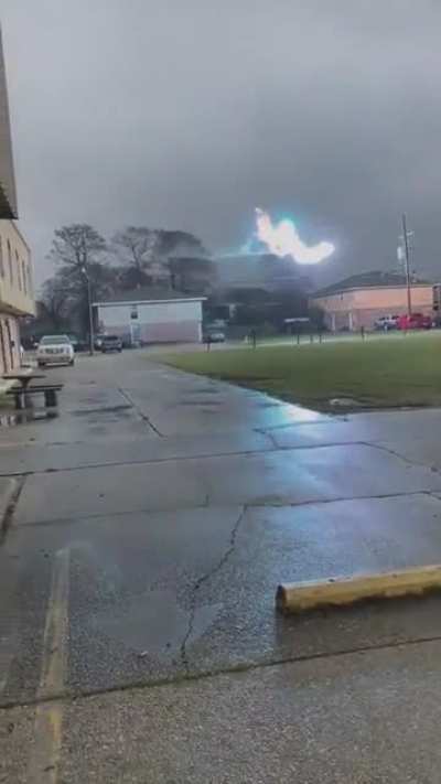 ? Power surge caused by the storm in the South created a scary fireball traveling across damaged powerline