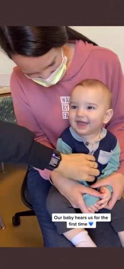 Baby hearing for the first time.. ? His reaction is just so pure